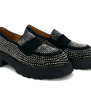 MOCASSINO VOLPATO DONNA NERO - 2505 CRYST