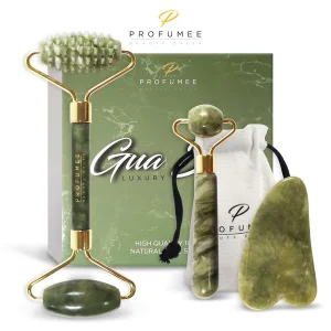 RULLO DI GIADA E GUA SHA Set Jade Roller per massaggio viso