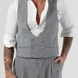 Panciotto Doppiopetto Grigio Wall Street