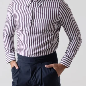 Camicia Riga Larga Vinaccia con collo Button Down