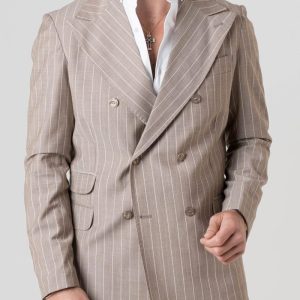 Giacca Socket Gessato Beige Porto Rotondo