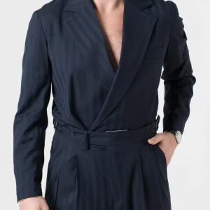 Giacca Camicia Doppiopetto Solaro Riga Larga Blu Kyoto