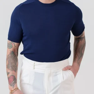 T-Shirt Mezza Manica in Viscosa Blu