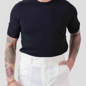 T-Shirt Mezza Manica in Viscosa Nera