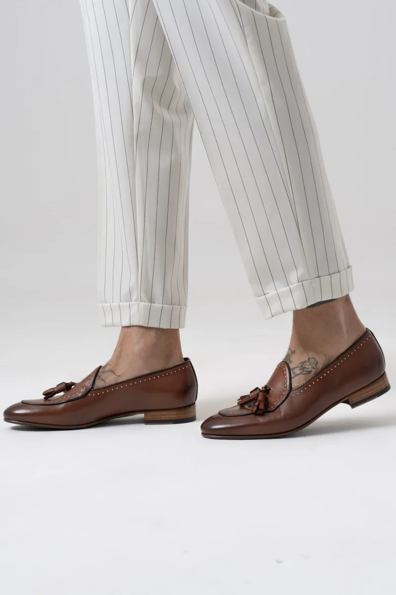 Pantalone Biforcato Panna Riga Blu Riviera - immagine 6