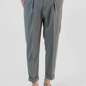 Pantalone Biforcato Grigio Gessato Milano Marittima