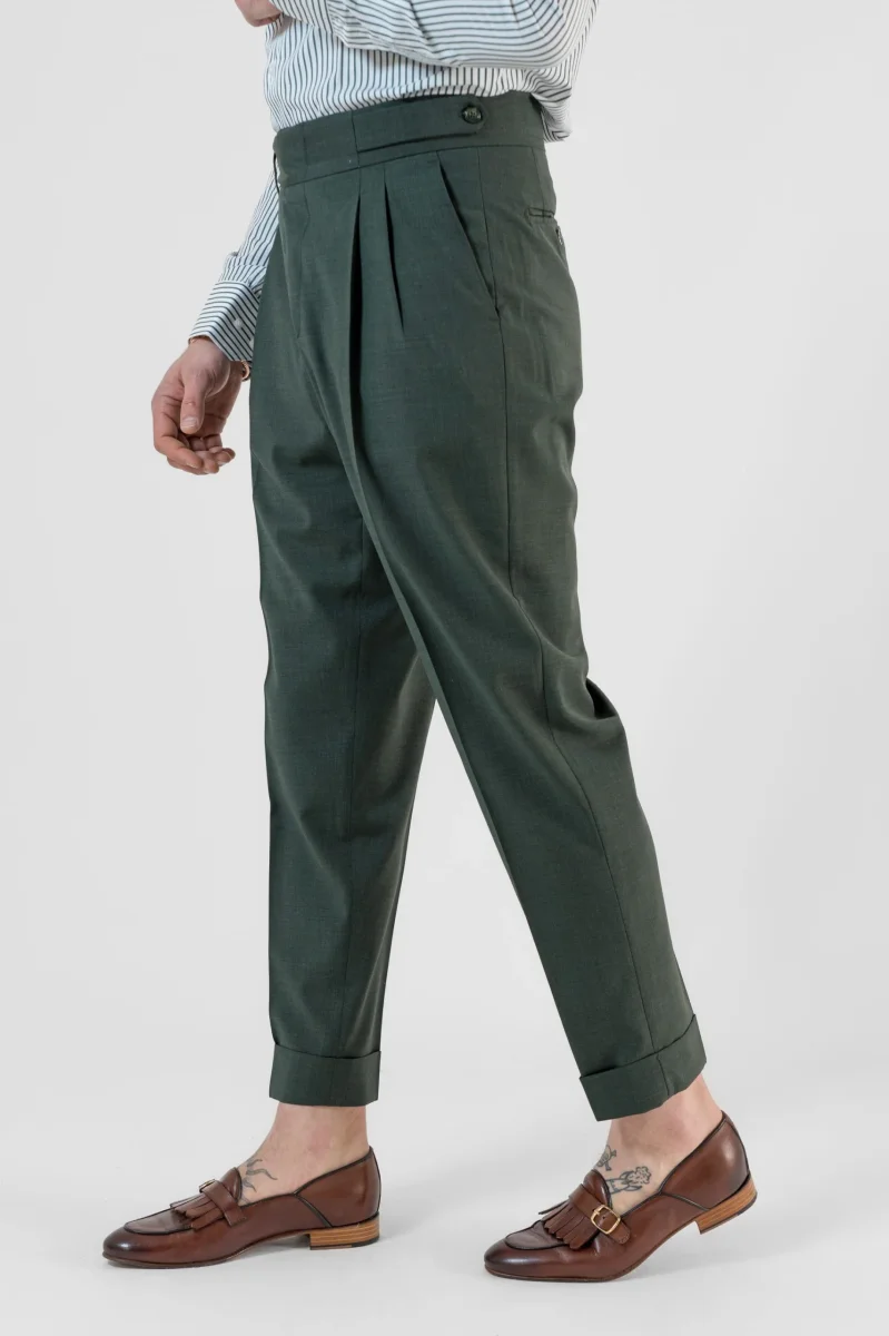 Pantalone Doppia Cinta Verde Bosco Cannes - immagine 4