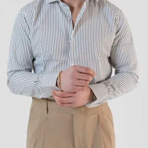 Camicia Collo Francese Riga Moro