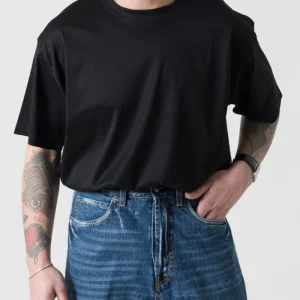 T-Shirt Oversize in Filo di Scozia Nera