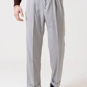 Pantalone Fondo Ampio e Fibbie Laterali Grigio Solaro New York