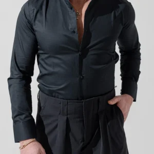 Camicia Collo Francese Nera