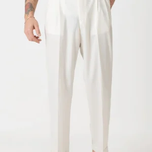 Pantalone Fondo Ampio con Passanti Bianco Opaco Mykonos