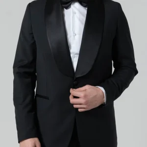 Giacca Smoking Monopetto con Rever a Scialle Nero