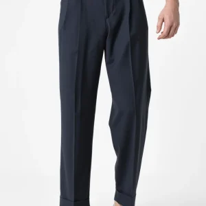 Pantalone Fondo Ampio e Fibbie Laterali Blu Napoli