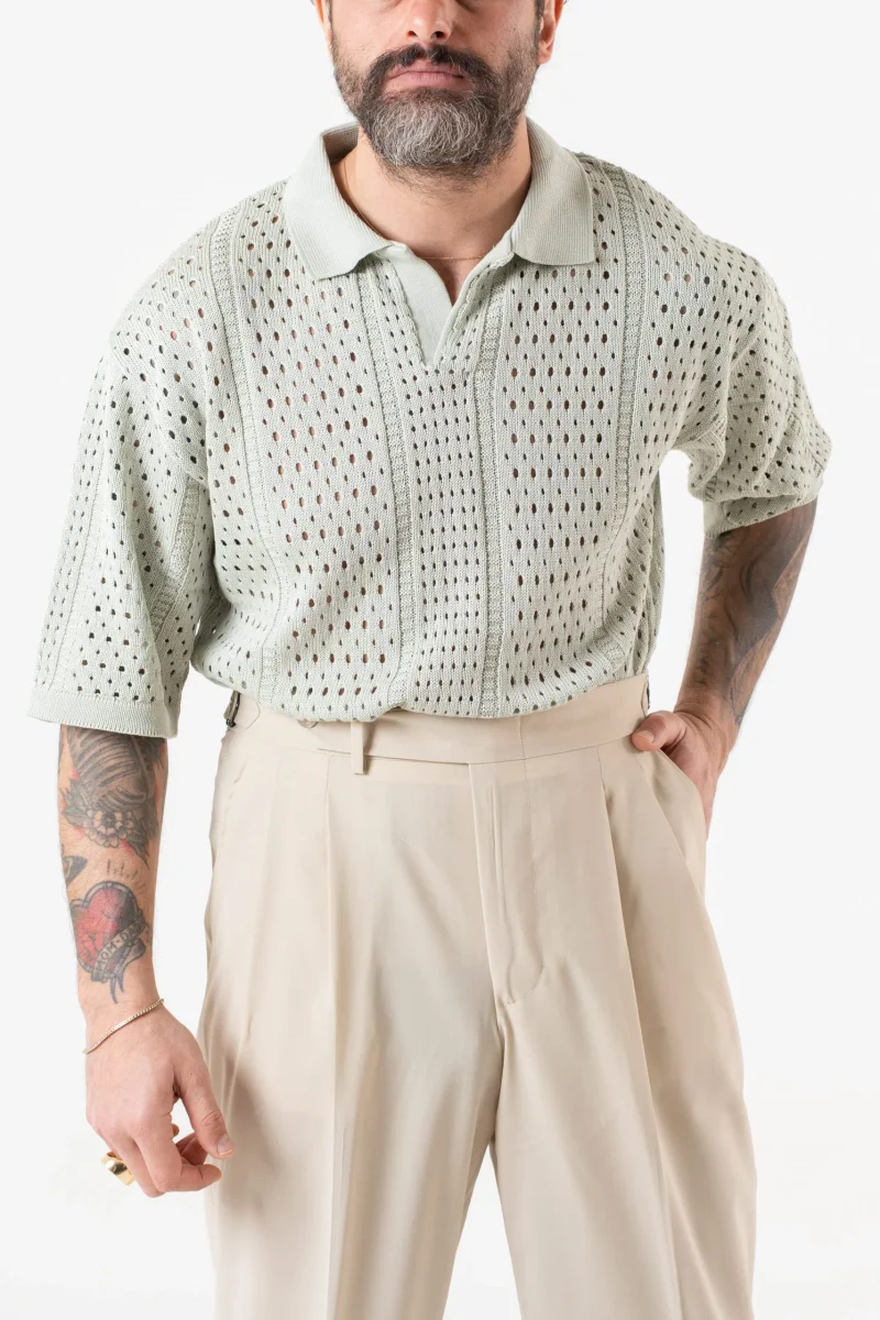 Polo Derby Mezza Manica Traforata Menta - immagine 2