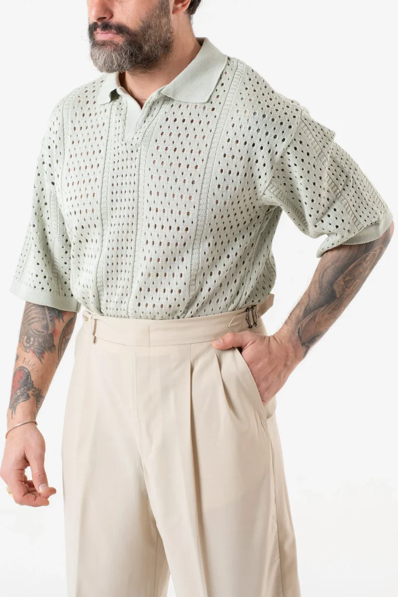 Polo Derby Mezza Manica Traforata Menta - immagine 3