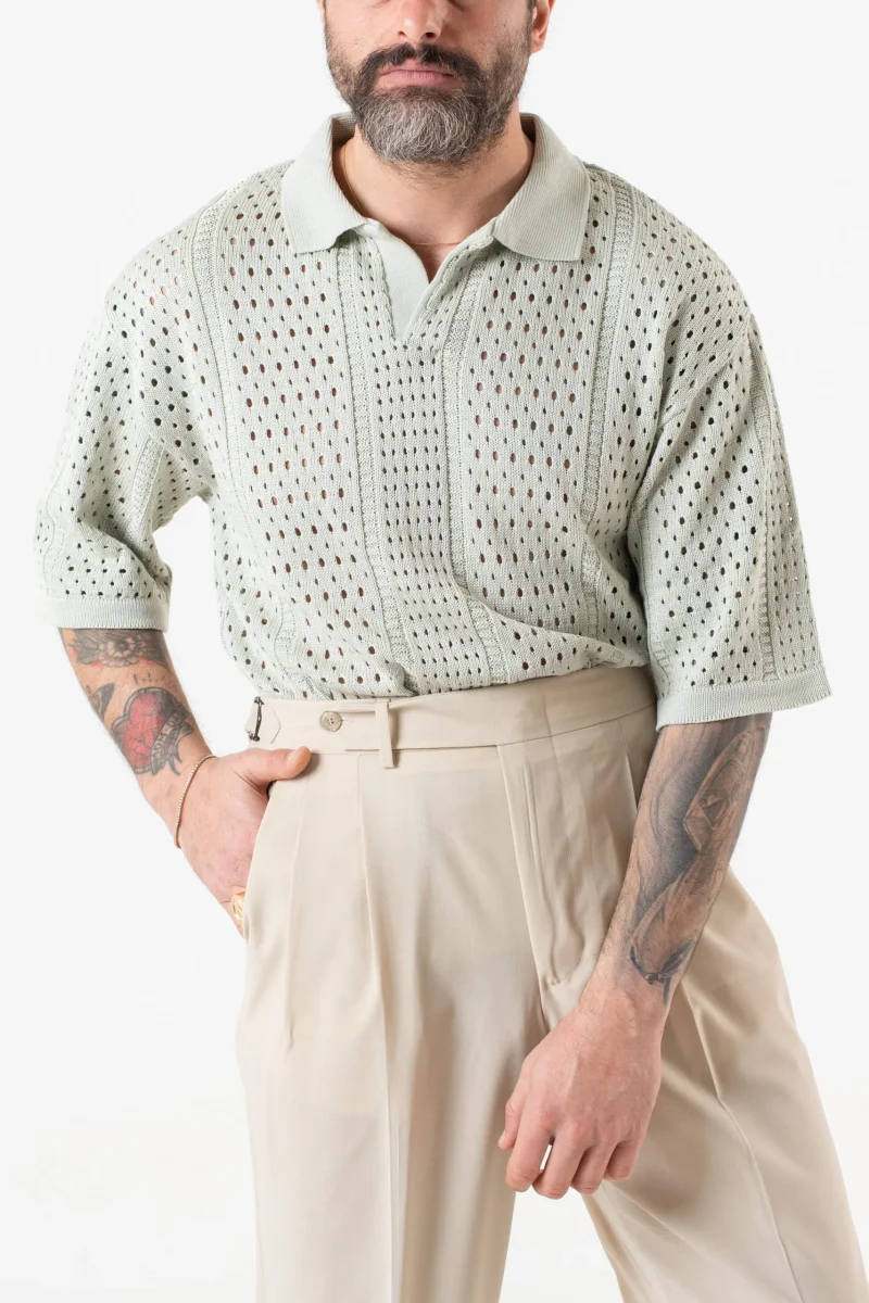 Polo Derby Mezza Manica Traforata Menta - immagine 4