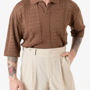 Polo Derby Mezza Manica Traforata Cacao