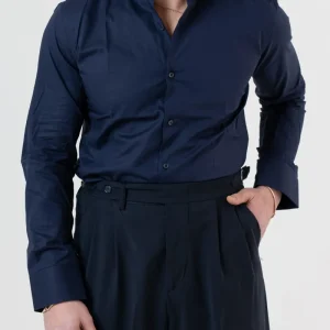 Camicia Collo Francese Blu