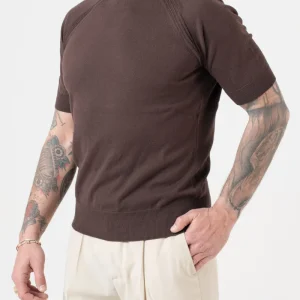 T-Shirt in Filo Manica Raglan Cacao