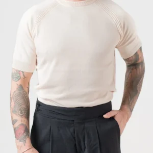 T-Shirt in Filo Manica Raglan Cipria