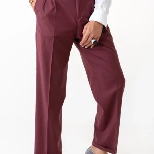 Pantalone Fondo Ampio con Passanti Amaranto Firenze