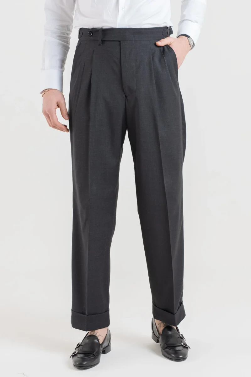 Pantalone Fondo Ampio e Fibbie Laterali Fumo Tokyo