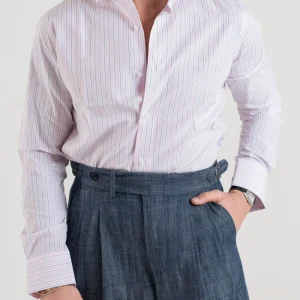 Camicia Collo Francese Bicolor Rosa