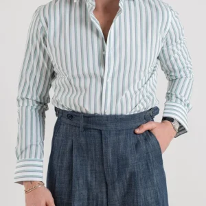 Camicia Collo Francese Bicolor Verde