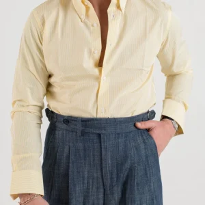 Camicia Riga Gialla con collo Button Down