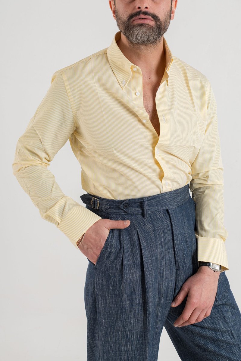 Camicia Riga Gialla con collo Button Down - immagine 6