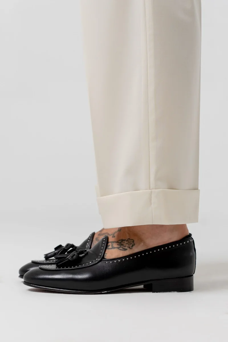 Pantalone Fondo Ampio e Fibbie Laterali Bianco Opaco Mykonos - immagine 5