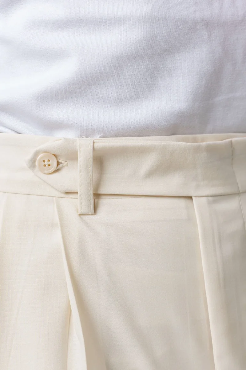 Pantalone Fondo Ampio e Fibbie Laterali Bianco Opaco Mykonos - immagine 6