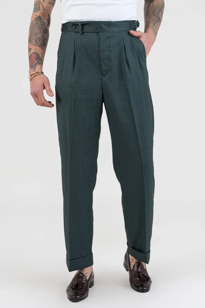 Pantalone Fondo Ampio e Fibbie Laterali Verde Solaro Saint Tropez - immagine 2