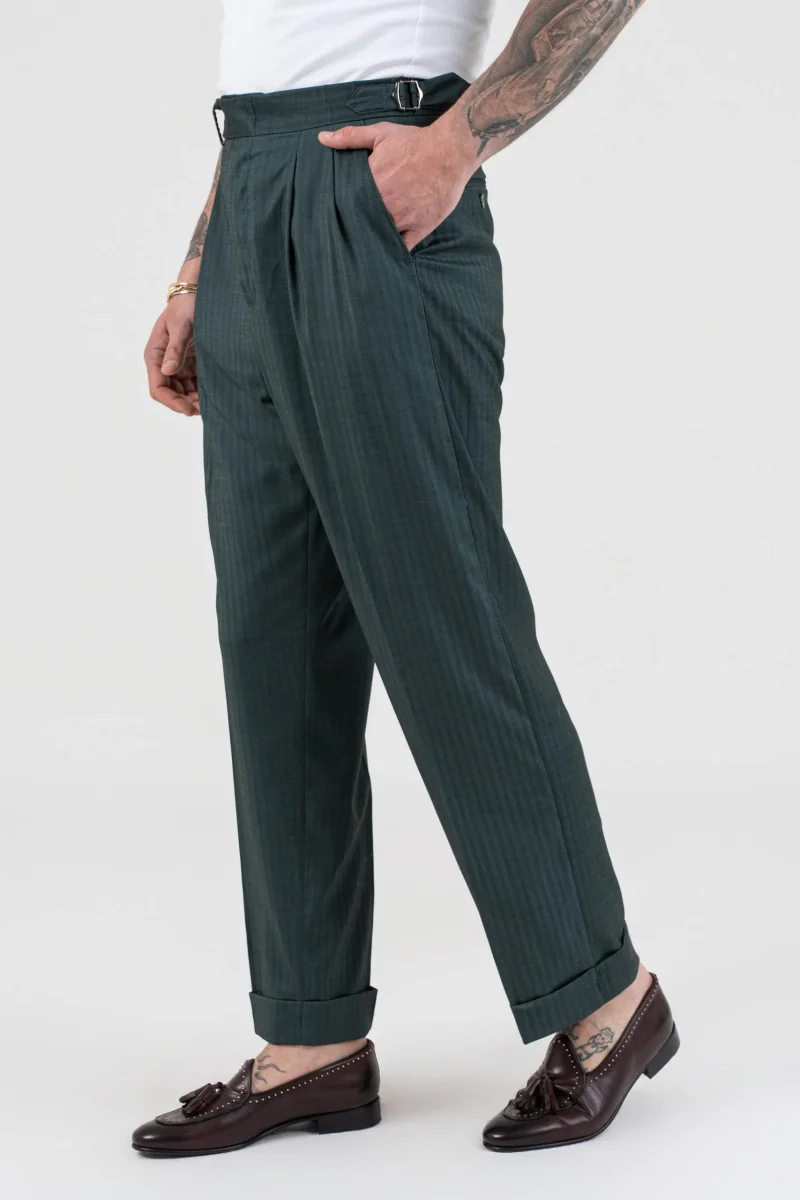 Pantalone Fondo Ampio e Fibbie Laterali Verde Solaro Saint Tropez - immagine 4