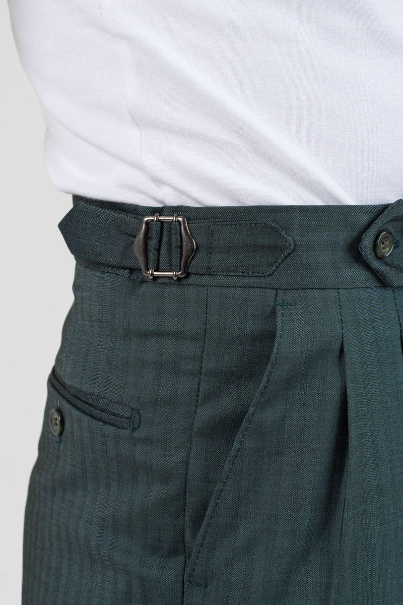 Pantalone Fondo Ampio e Fibbie Laterali Verde Solaro Saint Tropez - immagine 7