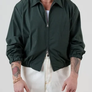 Bomber in Fresco Lana Verde Bosco Cannes