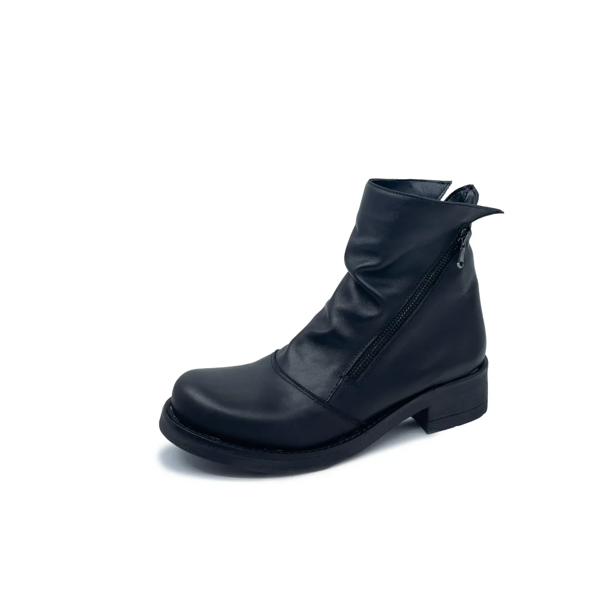 Stivaletto LILLY in Vera Pelle Nero con cerniere - immagine 2