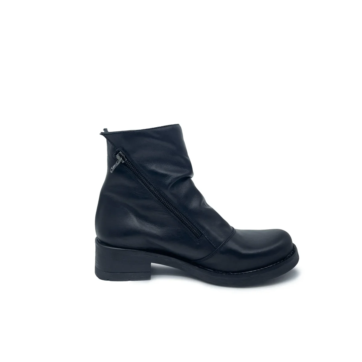 Stivaletto LILLY in Vera Pelle Nero con cerniere - immagine 3