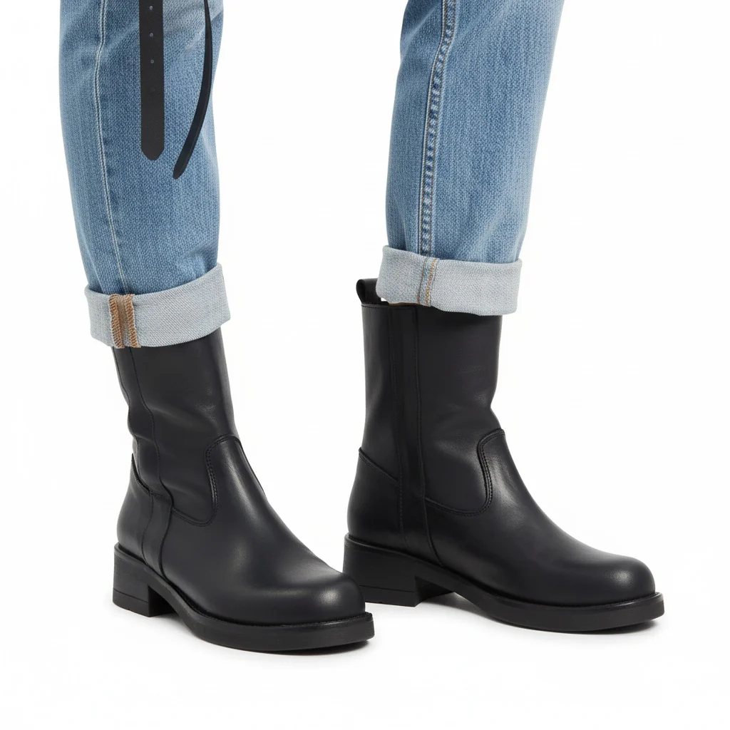 LINE Stivaletto donna in Vera Pelle Nero - immagine 4