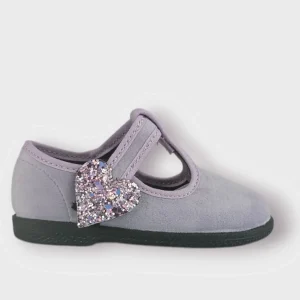 Ballerine SPINDOCTOR in velluto lilla con chiusura con velcro e cuoricino glitter MADE IN ITALY 19 - 22