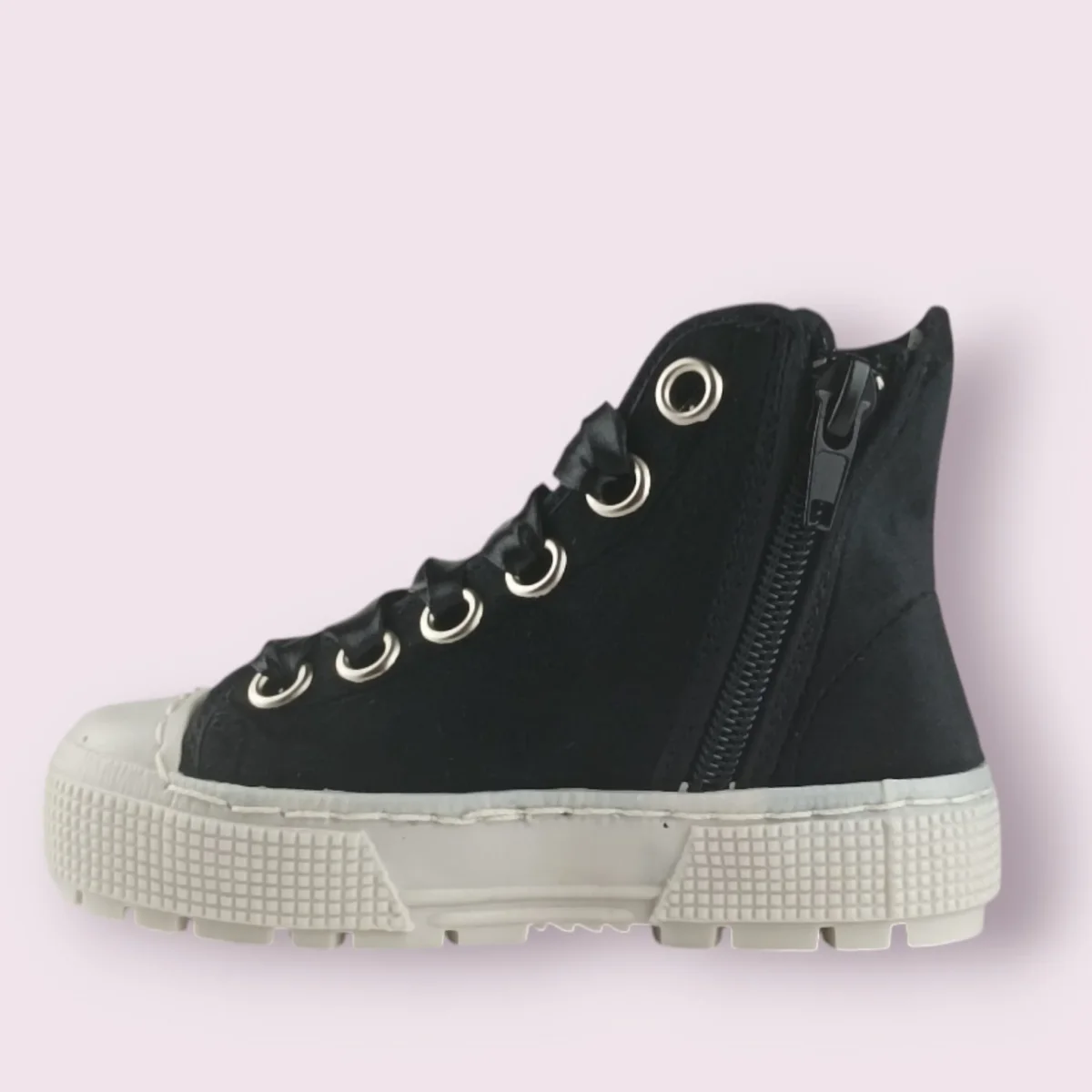 Scarpe SPINDOCTOR velluto nero e glitter con lacci in raso MADE IN ITALY 24 - 35 - immagine 8