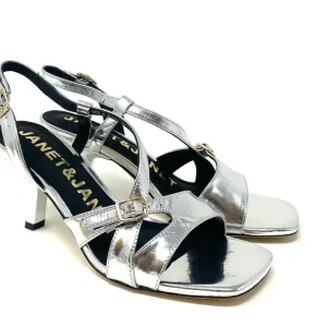 SANDALI CON TACCO JANET & JANET DONNA ARGENTO - J182 SILVER