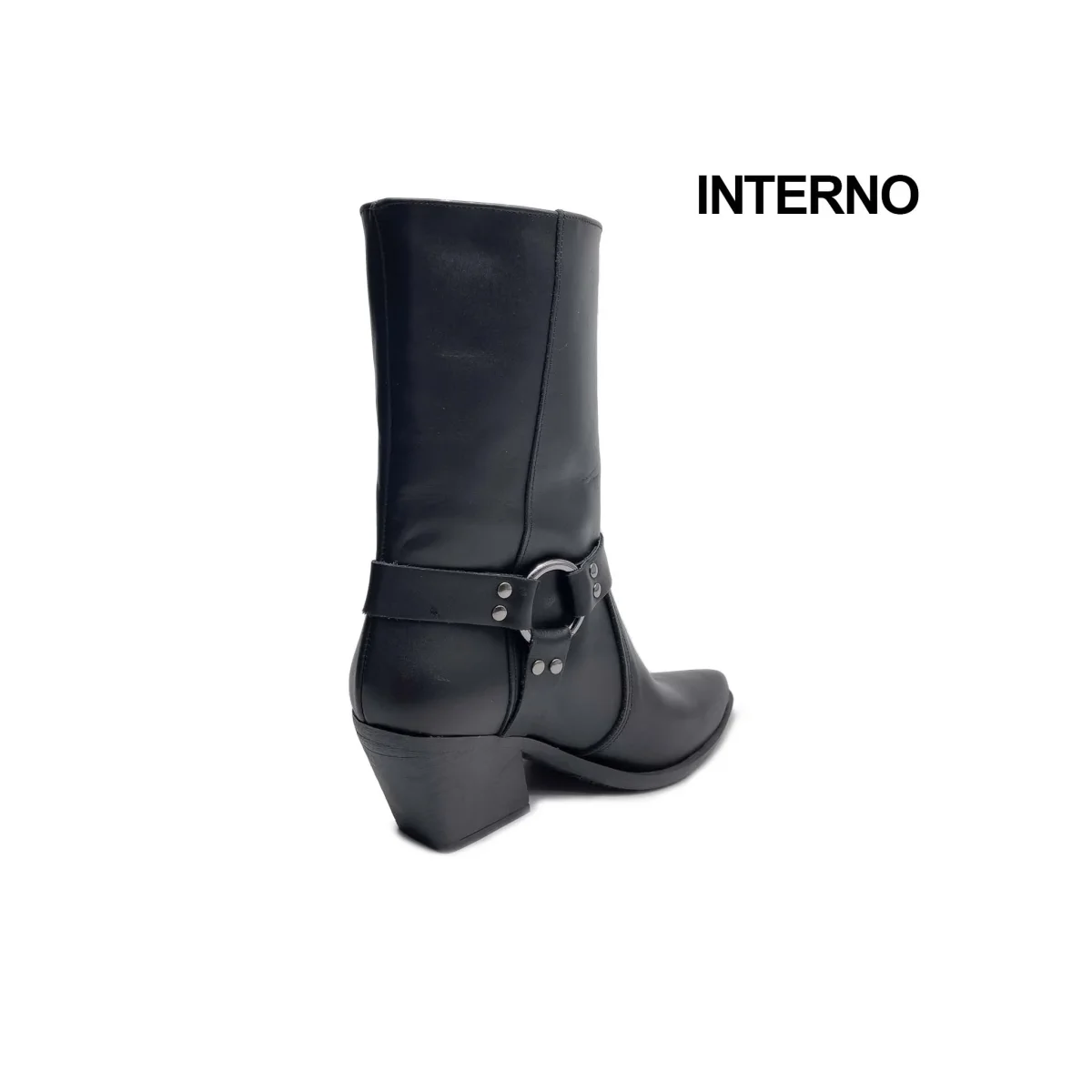 Stivaletto tacco GIUSY in Vera Pelle Nero - immagine 4