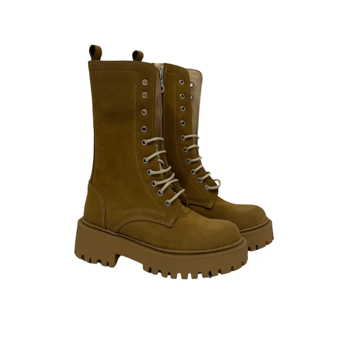 Anfibi in camoscio con Suola Carrarmato – Tabacco ART.3000 - immagine 3