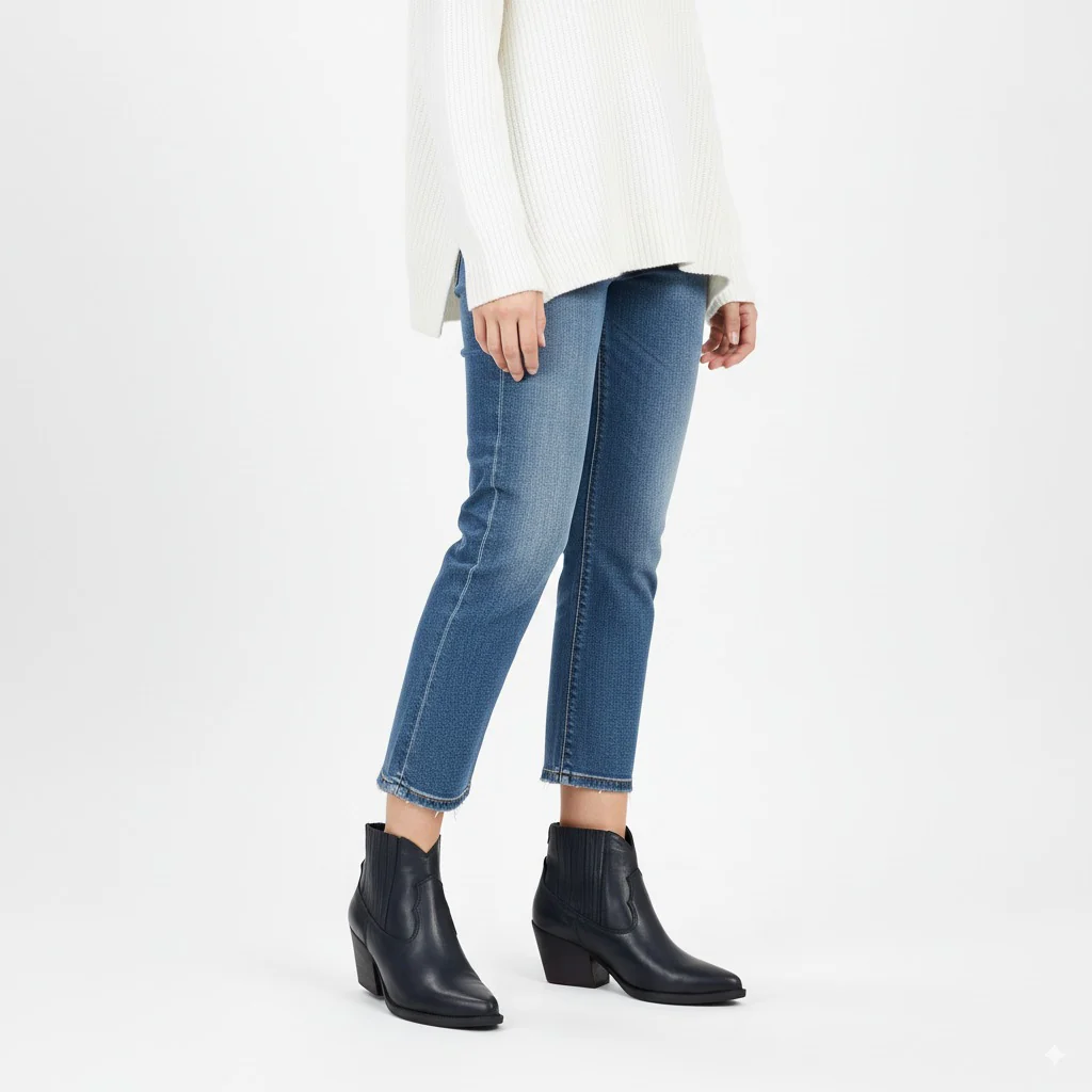 WEST Stivaletto a texano in VERA PELLE NERO con elastici laterali - immagine 5