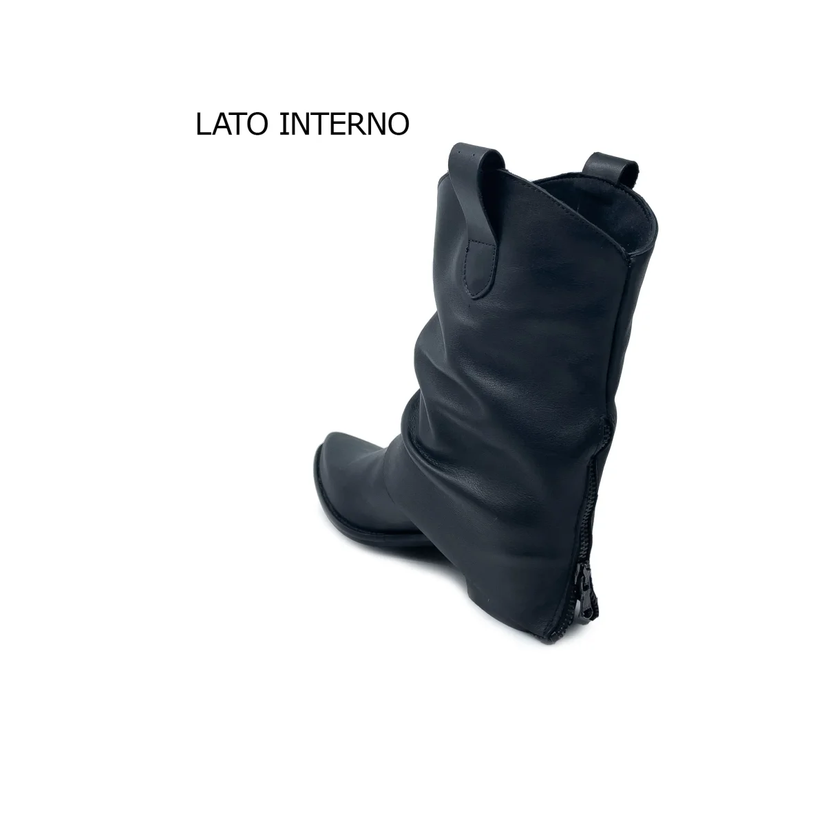LOVE Stivaletto con tacco in VERA PELLE DI VITELLO NERO - immagine 3