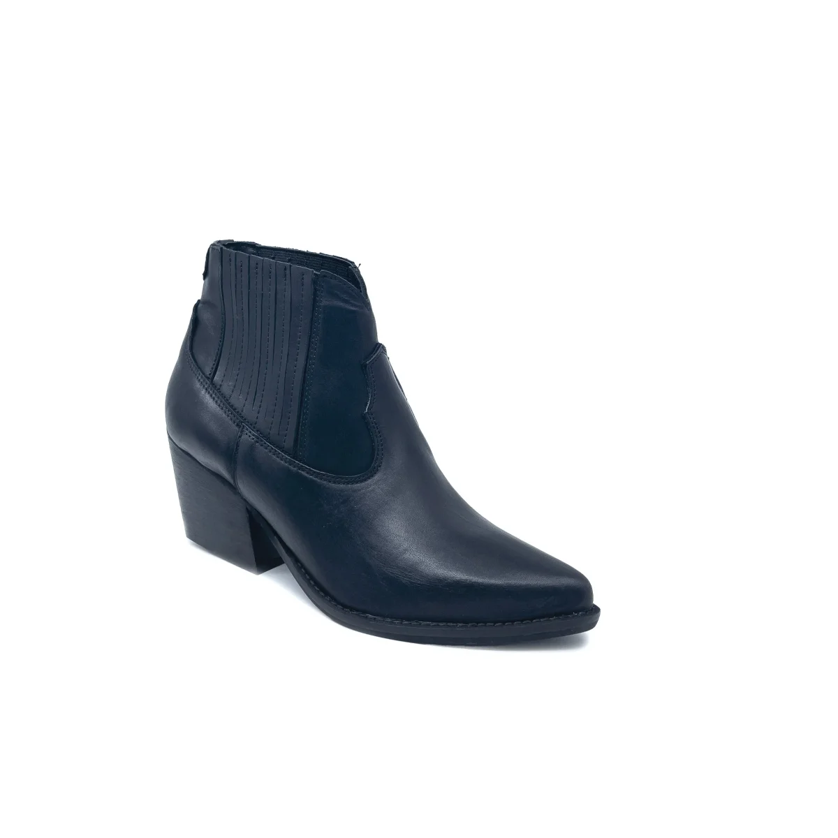 WEST Stivaletto a texano in VERA PELLE NERO con elastici laterali - immagine 3