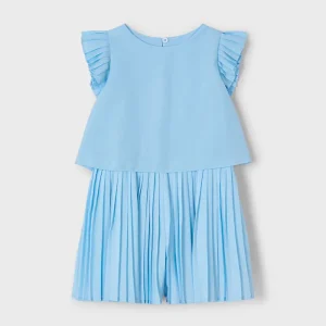 Tuta MAYORAL da bambina a pantaloncino plissettata celeste 2 anni - 10 anni