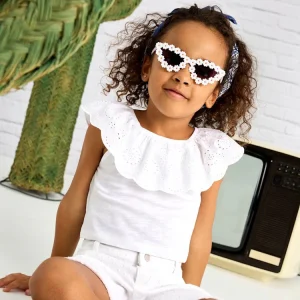 T-shirt MAYORAL bianca con pizzo san gallo 2 anni - 10 anni